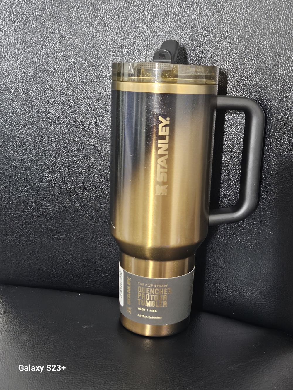 Stanley Gold Stainless Travel Tumbler with Handle